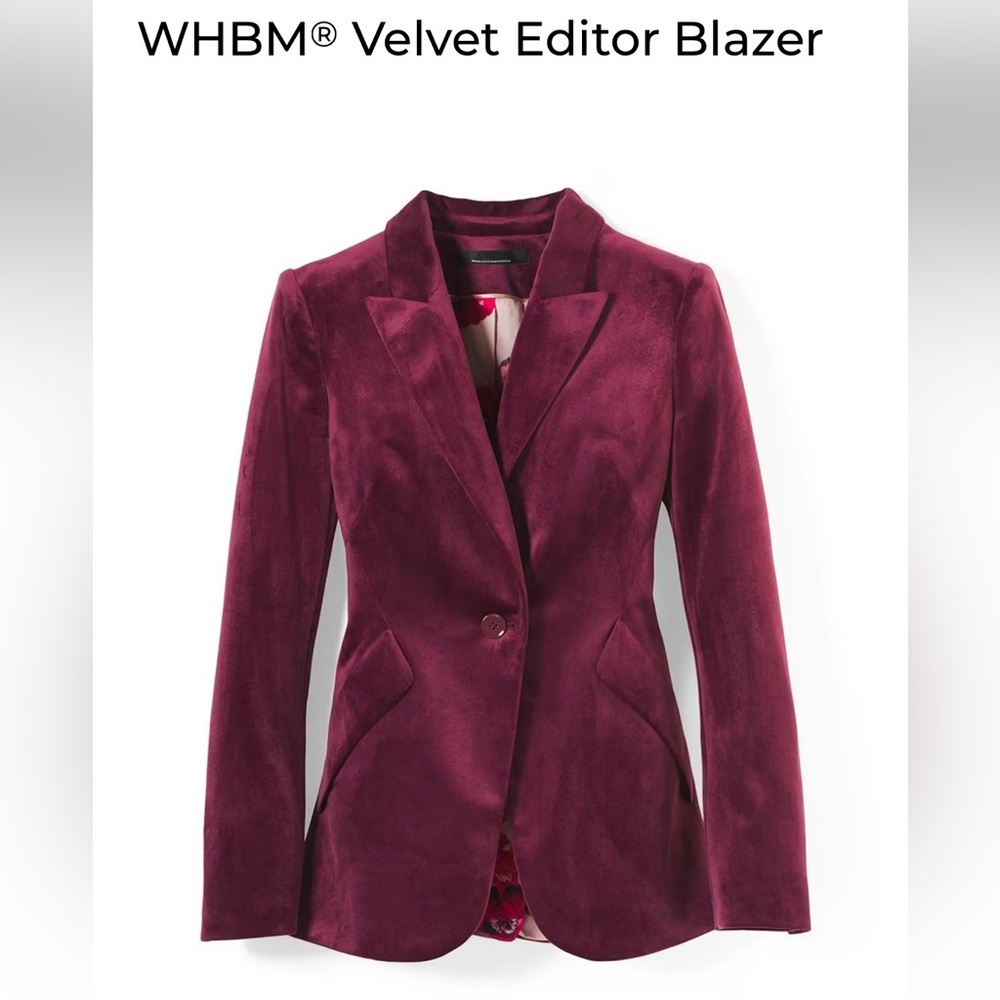 White House Black Market Velvet Editor Blazer - Burgundy